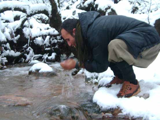 Washing in a frozen stream